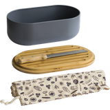 Boîte à Pain avec Planche à Découper, Couteau et Sac - Ardoise