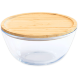 Pebbly Glasschüssel mit Bambusdeckel